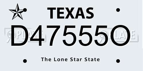 D47555O Texas License Plate