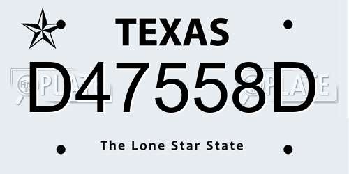 D47558D Texas License Plate
