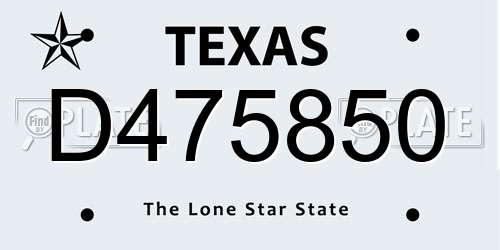D475850 Texas License Plate