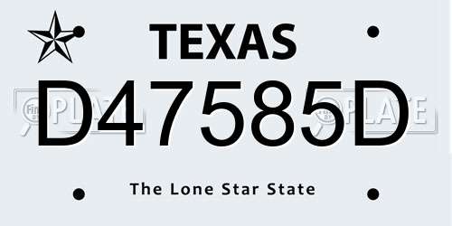 D47585D Texas License Plate