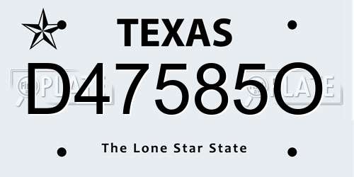 D47585O Texas License Plate