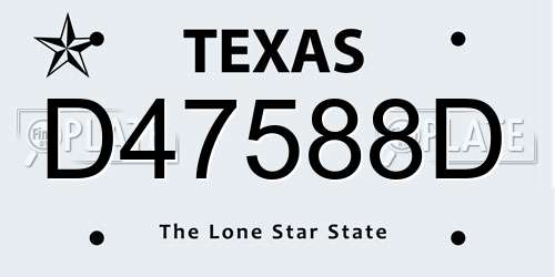 D47588D Texas License Plate
