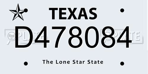 D478084 Texas License Plate