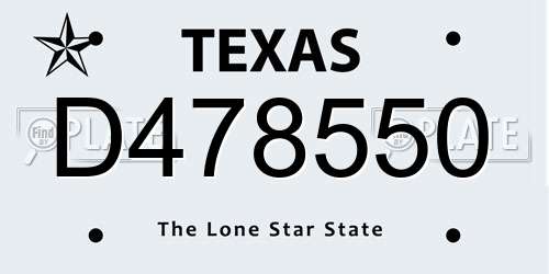 D478550 Texas License Plate