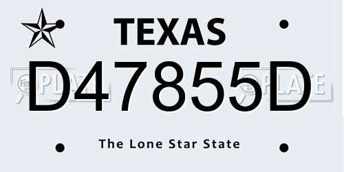 D47855D Texas License Plate