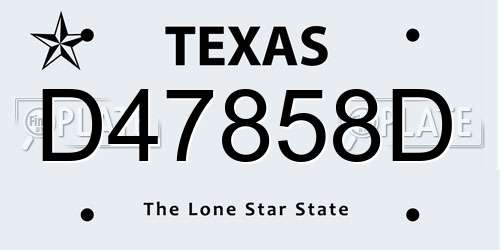 D47858D Texas License Plate