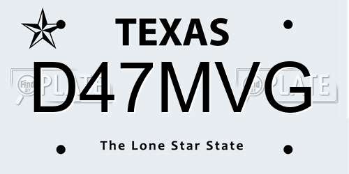 D47MVG Texas License Plate