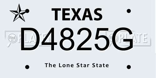 D4825G Texas License Plate