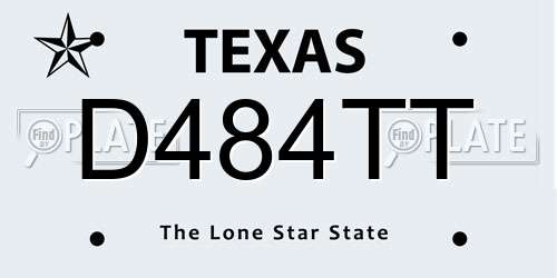D484TT Texas License Plate