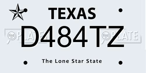 D484TZ Texas License Plate