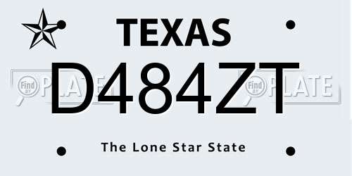 D484ZT Texas License Plate