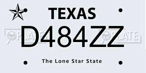 D484ZZ Texas License Plate