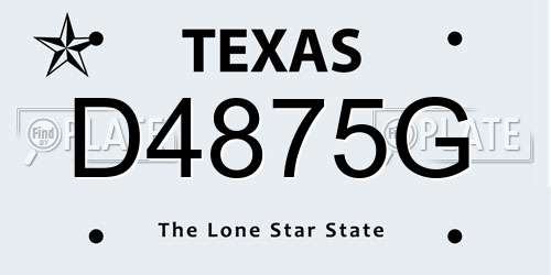 D4875G Texas License Plate