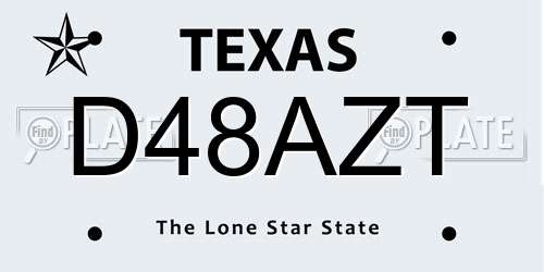 D48AZT Texas License Plate