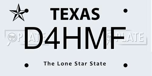 D4HMF Texas License Plate