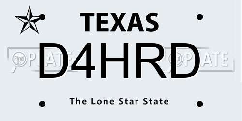 D4HRD Texas License Plate