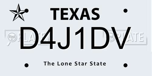 D4J1DV Texas License Plate