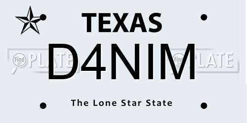 D4NIM Texas License Plate