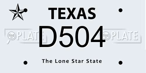 D504 Texas License Plate
