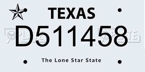 D511458 Texas License Plate