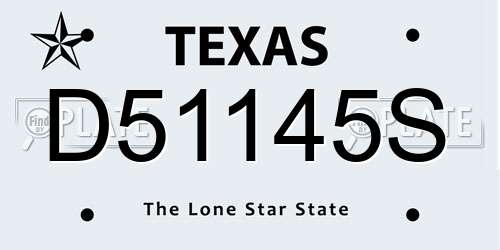 D51145S Texas License Plate