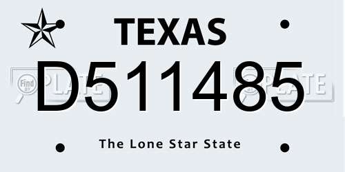 D511485 Texas License Plate