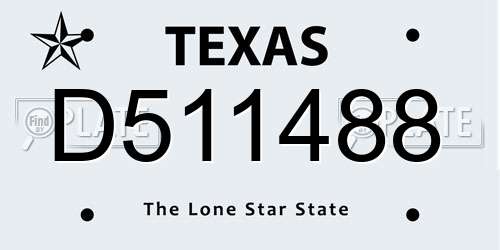 D511488 Texas License Plate