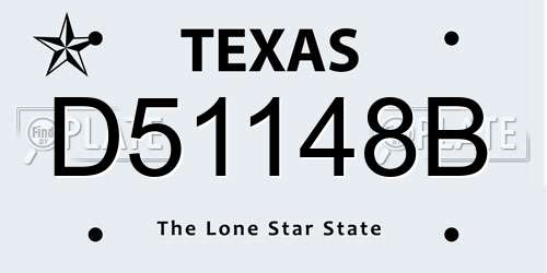 D51148B Texas License Plate