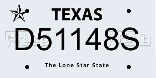 D51148S Texas License Plate