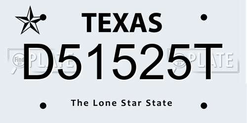 D51525T Texas License Plate