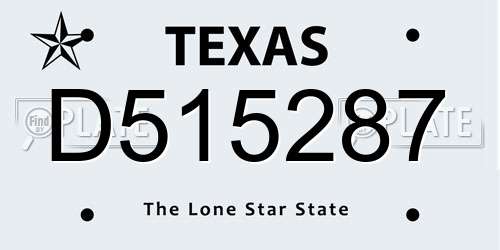 D515287 Texas License Plate