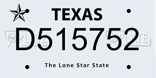 D515752 Texas License Plate