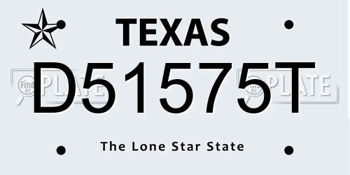 D51575T Texas License Plate