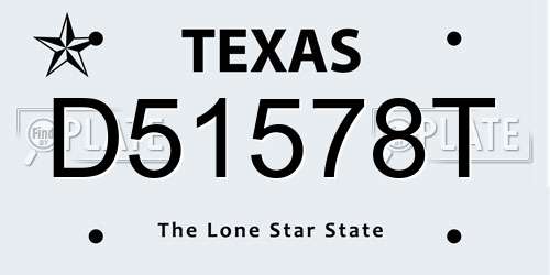 D51578T Texas License Plate