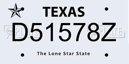 D51578Z Texas License Plate