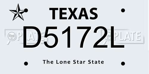 D5172L Texas License Plate