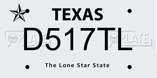 D517TL Texas License Plate