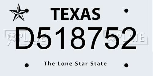 D518752 Texas License Plate