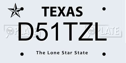 D51TZL Texas License Plate