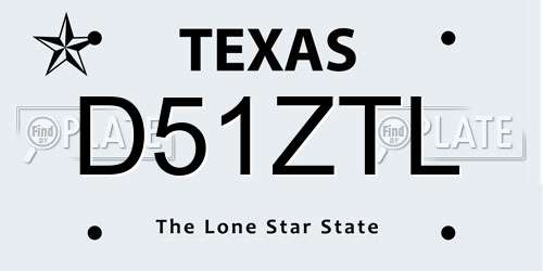 D51ZTL Texas License Plate