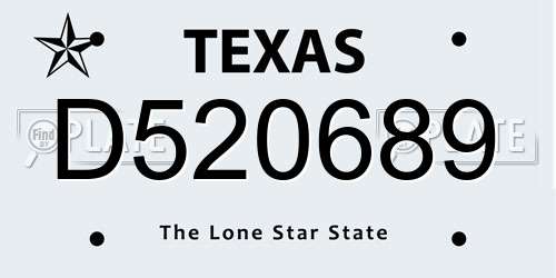 D520689 Texas License Plate