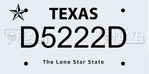 D5222D Texas License Plate