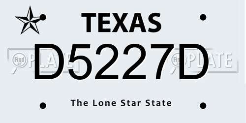 D5227D Texas License Plate