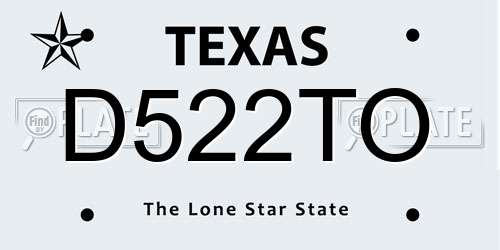 D522TO Texas License Plate