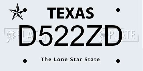 D522ZD Texas License Plate