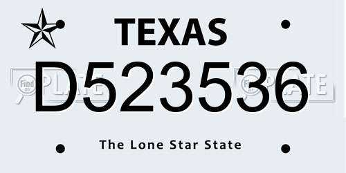 D523536 Texas License Plate