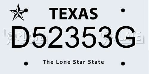 D52353G Texas License Plate