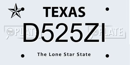 D525ZI Texas License Plate