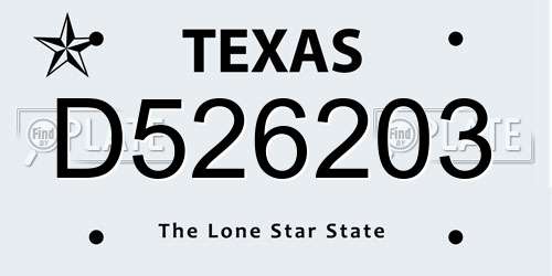 D526203 Texas License Plate