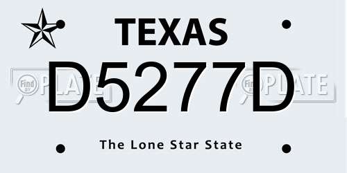 D5277D Texas License Plate